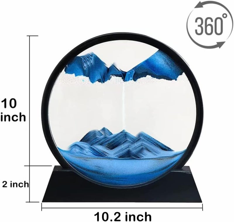 Arthink Moving Sand Art Picture,Liquid Motion 3D Sea Sandscape in Motion Display, Flowing Sand Frame Desktop Art Bookshelves Home Office Decoration (12 inch, Blue) - Image 3